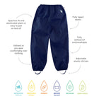Originals Waterproof Trousers Navy with a spacious fit, elasticated waist, fully taped seams and adjustable elastic stirrups.